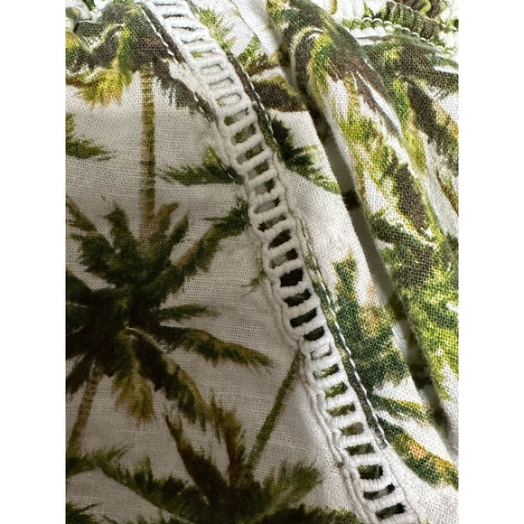 Briggs White Tropical Palm Tree Print Linen Blend Shorts, Size M - Picture 3 of 7